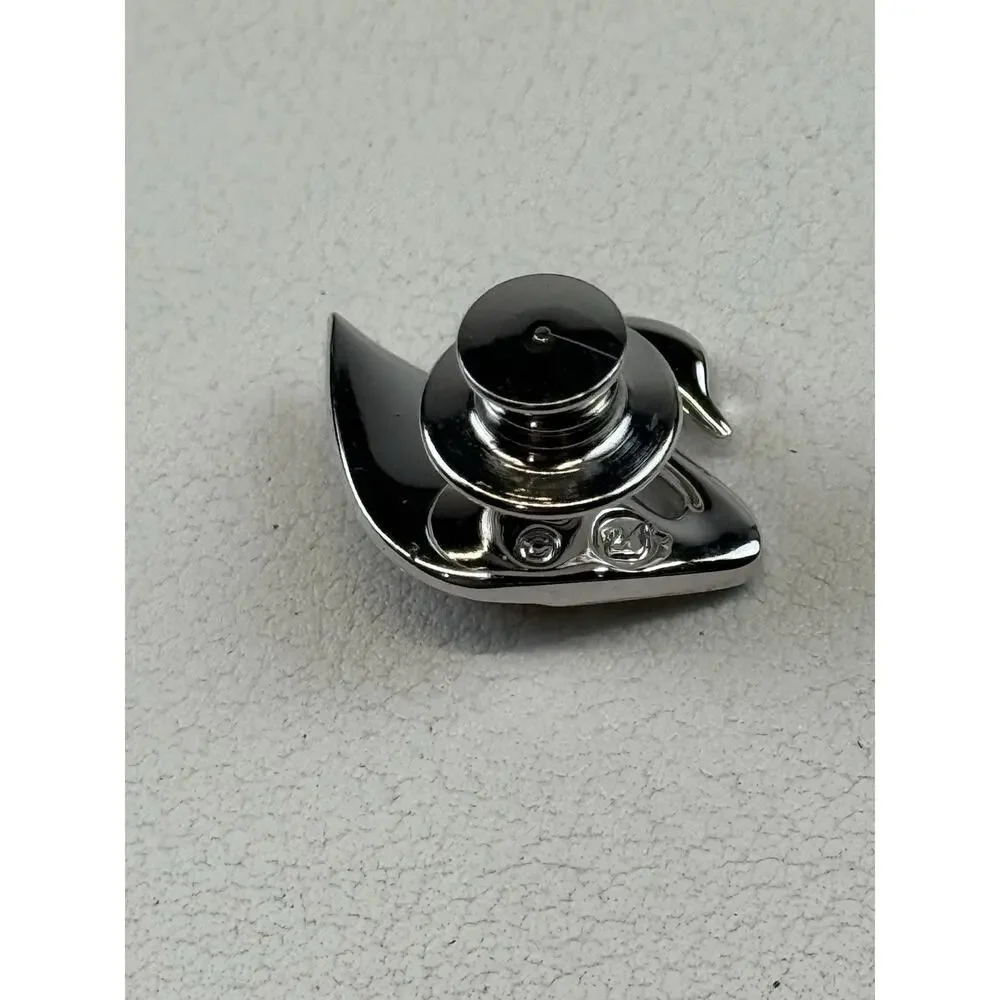 Swarovski Silver Tone Tie Tack Lapel Pin Swan Logo Yellow Crystal